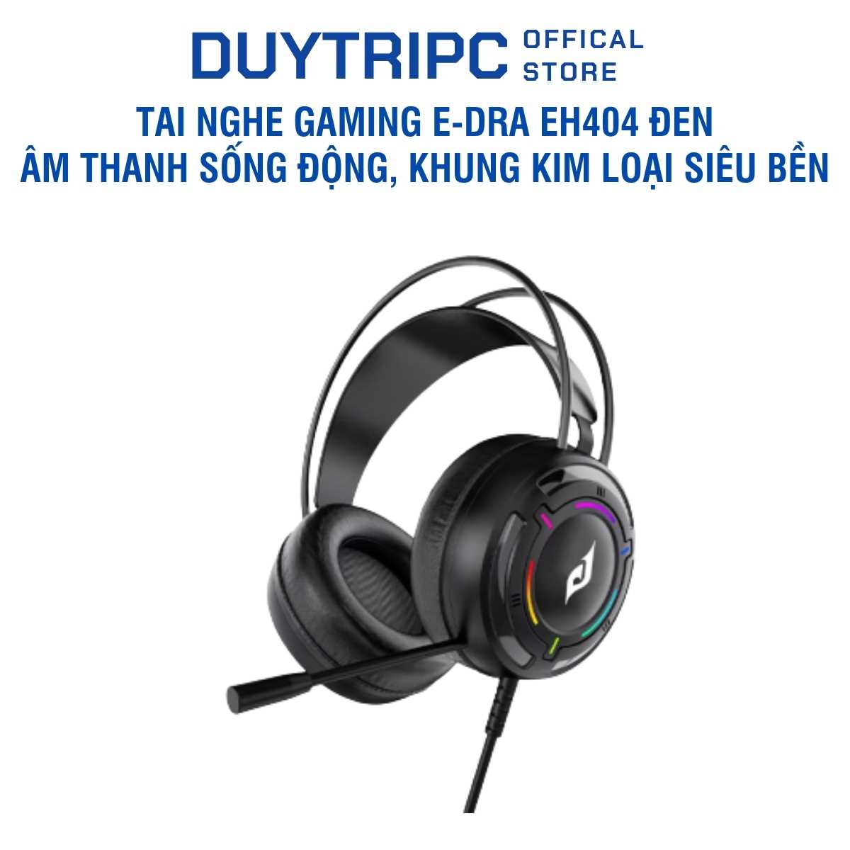Tai Nghe Gaming E-Dra EH404 Đen – Âm Thanh Sống Động, Khung Kim Loại Siêu Bền